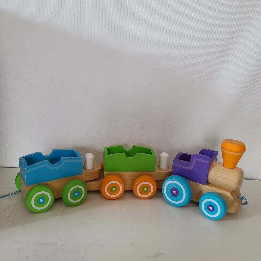 Melissa & Doug First Play Wooden Rocking Farm Animals Pull Train 4608 READ